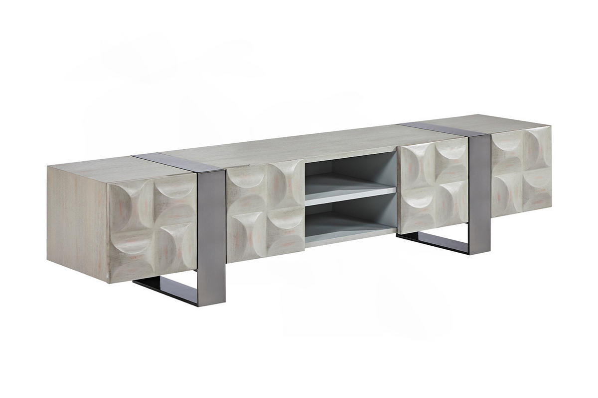 LOWBOARD MARGO Grau Holz - Grau, Holz/Metall (180/42/40cm) - KAWOLA