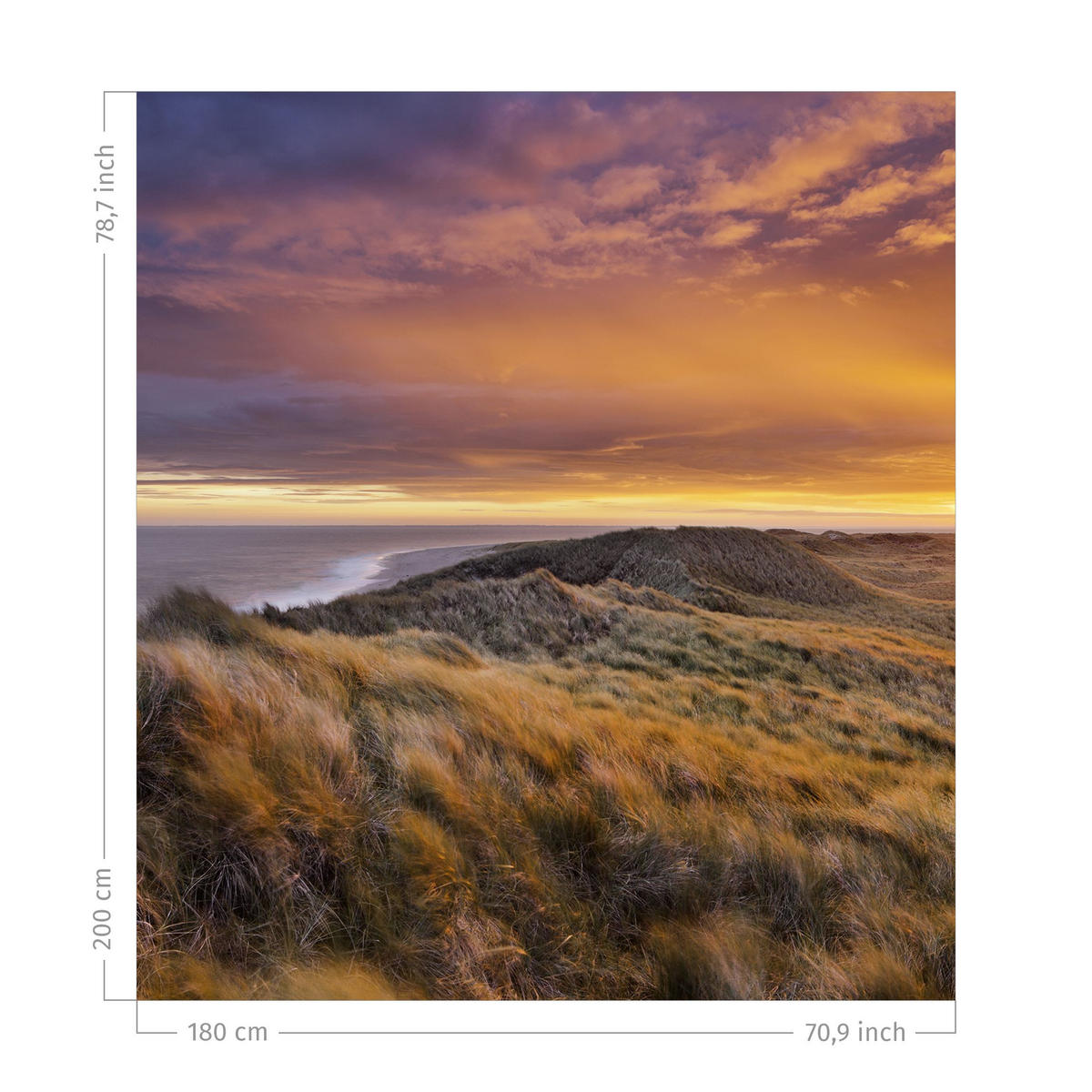 DUSCHVORHANG Sonnenaufgang am Strand auf Sylt 180/200 cm - Orange, Textil (180/200cm) - Bilderwelten