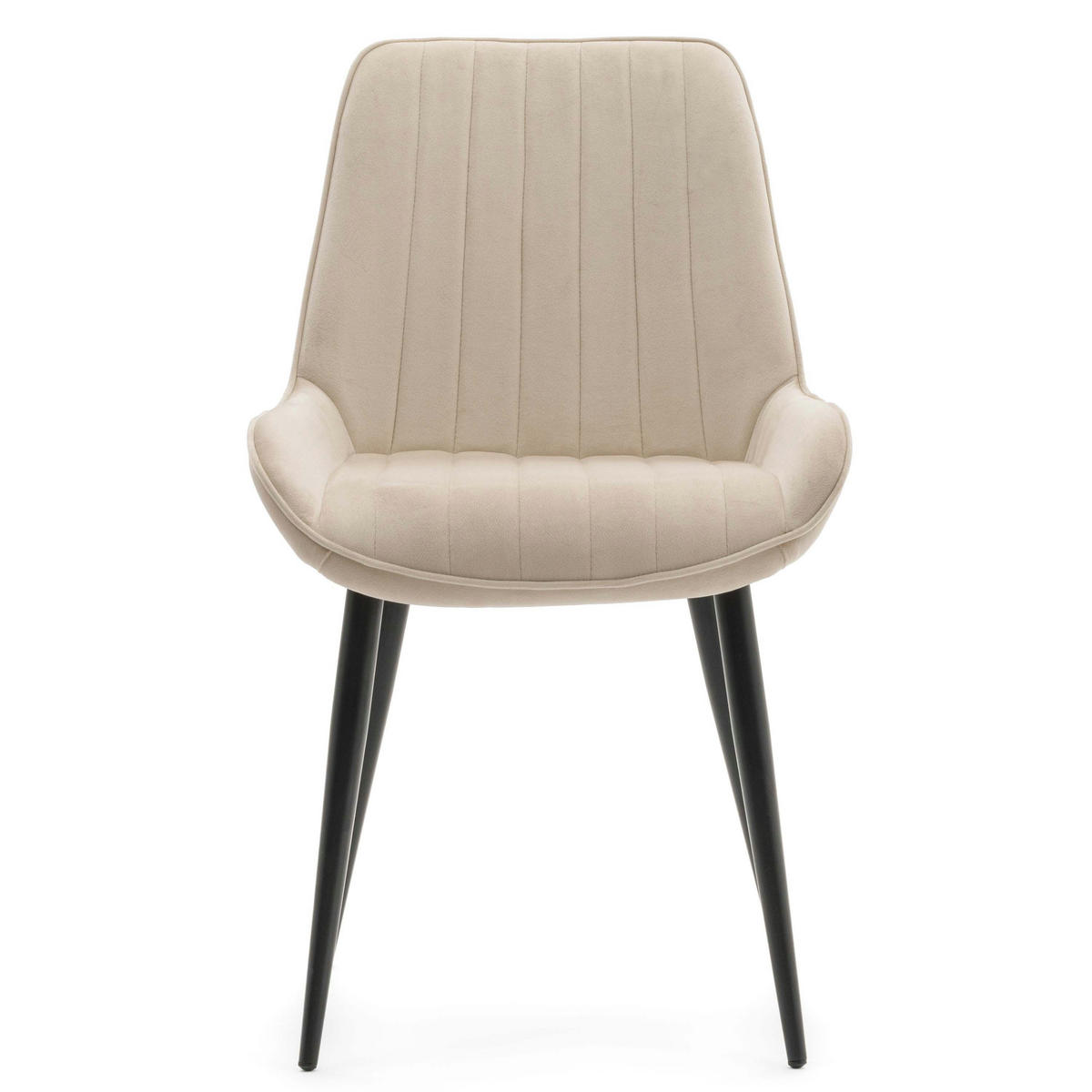 STUHL LUCA gepolstert mit Steppung - beige schwarze Beine - Samt Velours - Ecru/Beige, Textil/Metall (51/88/50cm) - NEW HOME