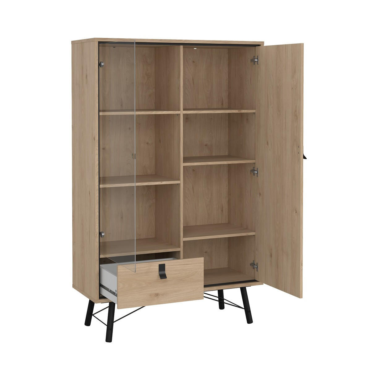 VITRINENSCHRANK, Ry, Eiche, Holzwerkstoff, 102 x 40 x 162 cm - Eichefarben, Holzwerkstoff (102/161.8/40cm) - Calicosy