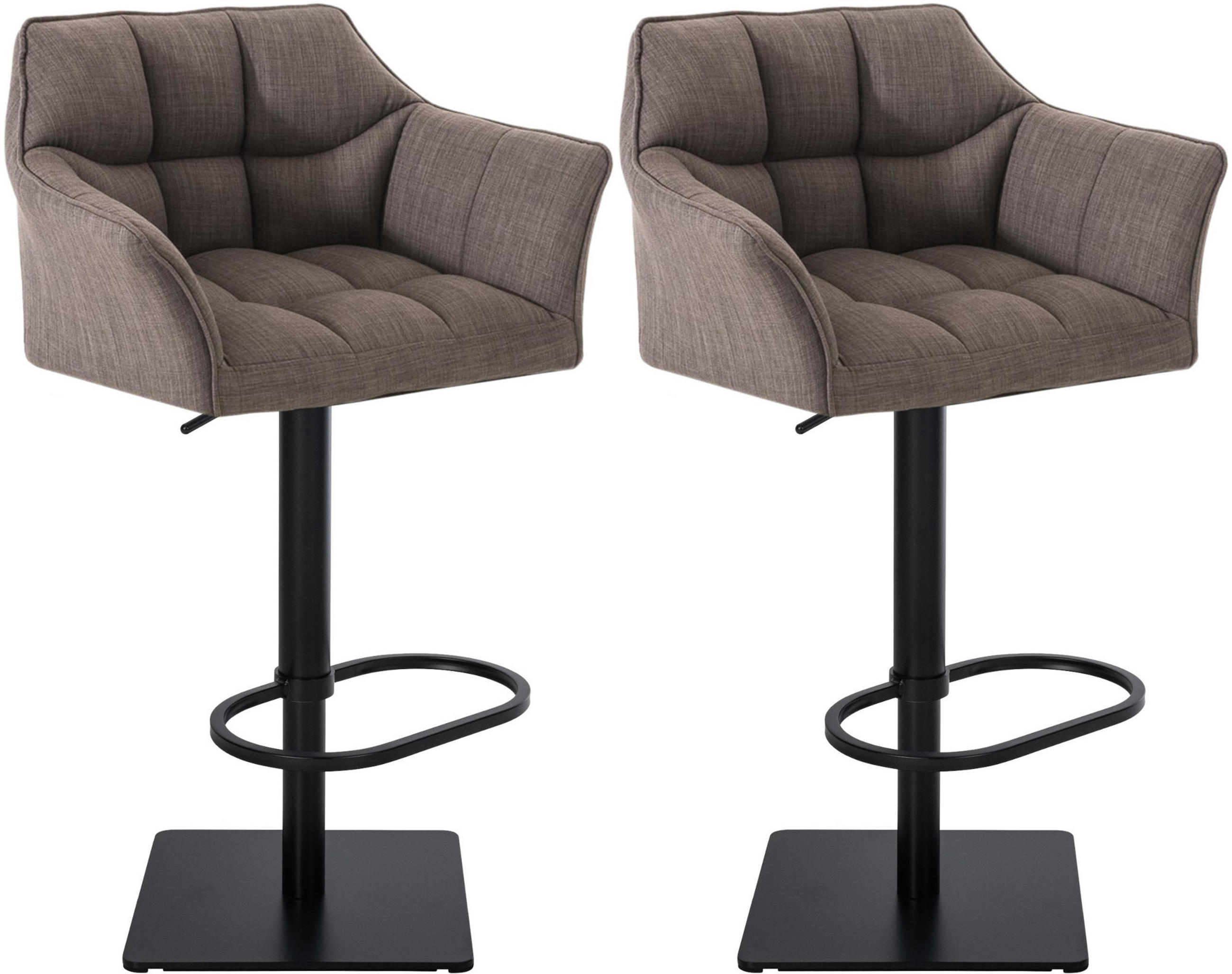 BARHOCKER 2er Set Damaskus Stoff schwarz grau - Schwarz/Grau, Textil/Metall (64/110/48cm) - TPFLiving
