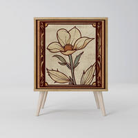 SIDEBOARD TIMELESS FLORA, Eichefarben, 57,5x42x77,5 cm, Schräge Buchenholzfüße - Eichefarben/Buchefarben, Holzwerkstoff/Buchenholz (57.5/77.5/42cm) - SpaceRebels