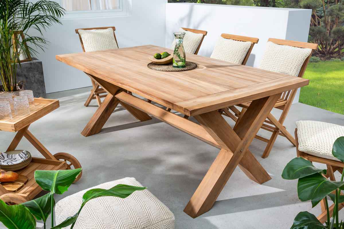 GARTENTISCH EMPIRE TEAK Teakholz Natur 180 cm - Naturfarben, Holz (100/180/76cm) - riess-ambiente