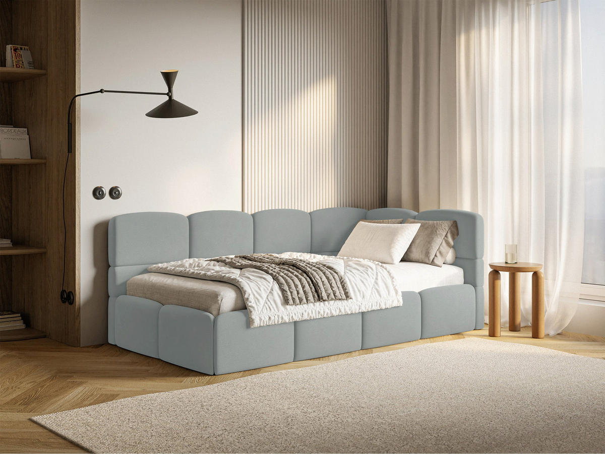 ŠTUDENTSKÁ POSTEĽ Cloudy sivá 90x200 cm, záhlavie vpravo, zamat - čierna/sivá, textil/plast (90/200cm) - Selsey