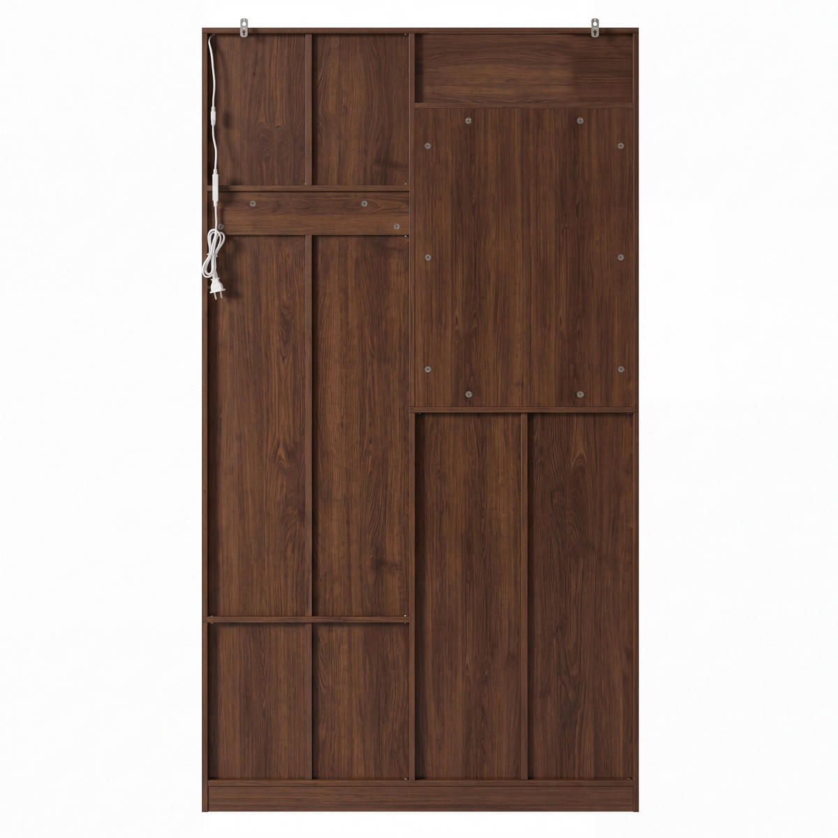 GARDEROBE 100cm Walnuss mit LED, Spiegel, Schuhschrank & Sitzbank - Walnussfarben, Holzwerkstoff (100/180/35cm) - Urban Meuble