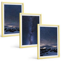 BILDER SET 3er Set - 40x60 cm Goldrahmen - Nachthimmel, Berge, Sterne - Goldfarben, Kunststoff (40/60cm) - TULUP