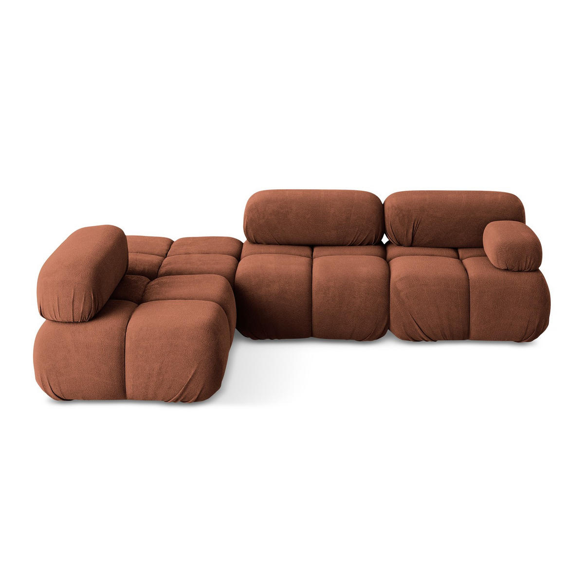 ECKSOFA Links Chenille Stoff Orange - Terracotta/Schwarz, Kunststoff/Textil (190/285cm) - LaMiaSofa