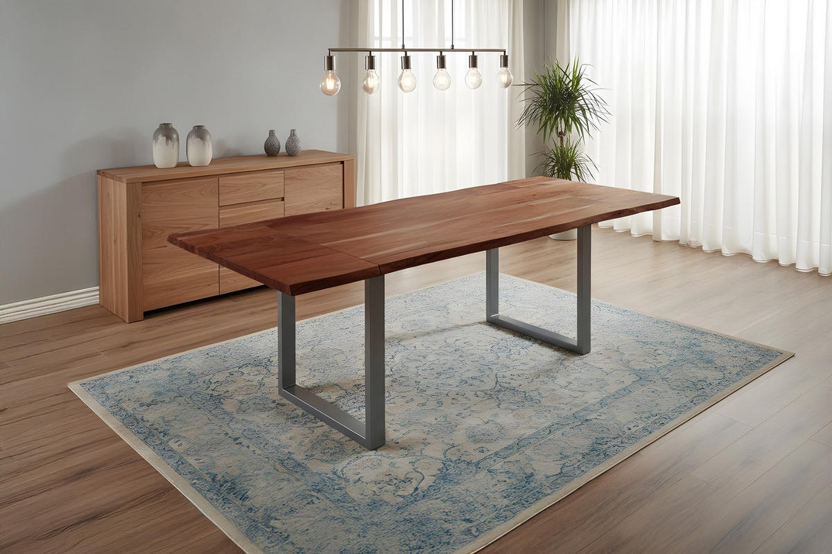 ESSTISCH ADINA - Silberfarben/Braun, Holz/Metall (90/180/76cm) - SAM