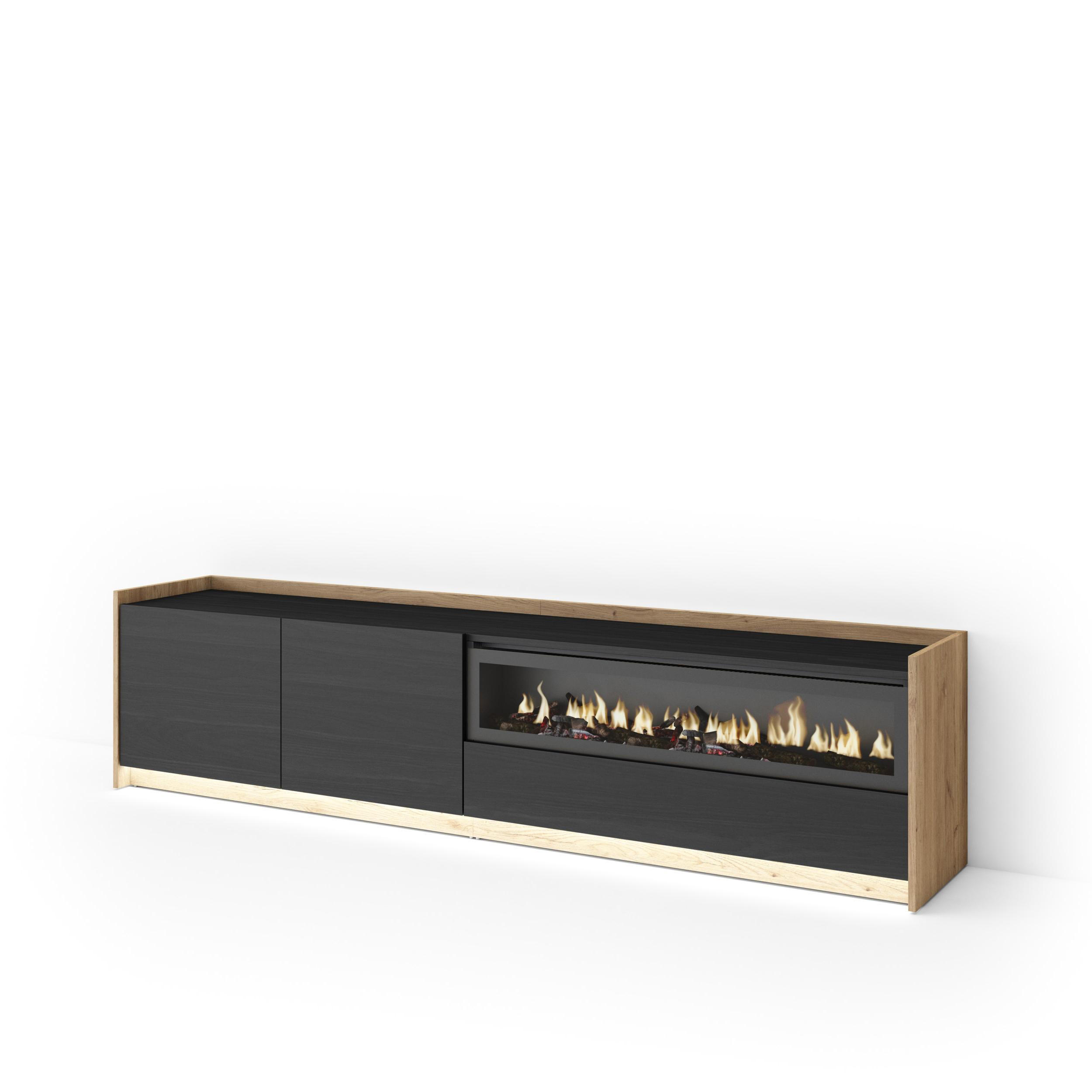Skraut Home Lowboard, Schwarz 207x50x37 cm