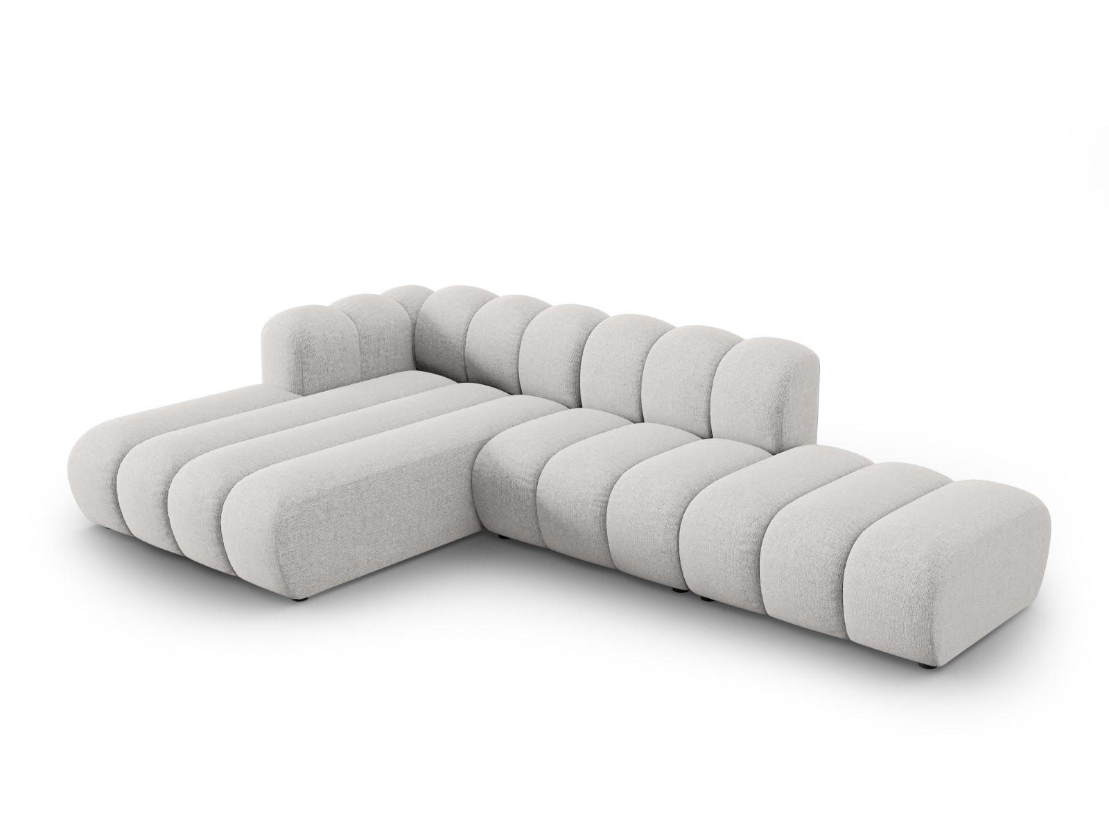 ECKSOFA modular links Lupine aus Chenille-Stoff hellgrau 5 Sitzplätze - Hellgrau, Textil (177/299cm) - Micadoni