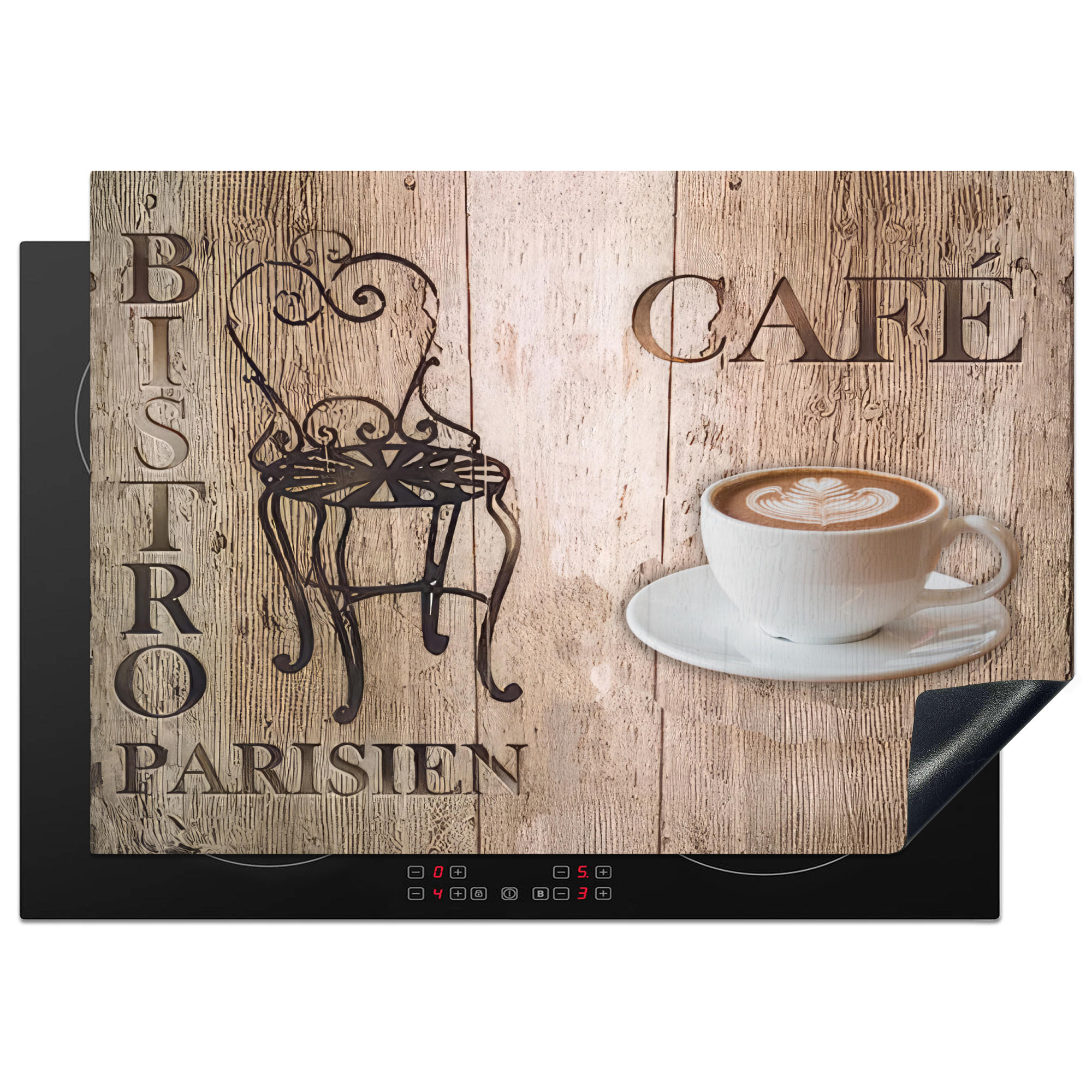 HERDABDECKPLATTE Bistro Parisien - Café - Kaffee - Jahrgang 75x52 cm - Cappuccino, Kunststoff (75/0.2/52cm) - MuchoWow