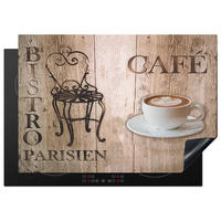 HERDABDECKPLATTE Bistro Parisien - Café - Kaffee - Jahrgang 75x52 cm - Cappuccino, Kunststoff (75/0.2/52cm) - MuchoWow