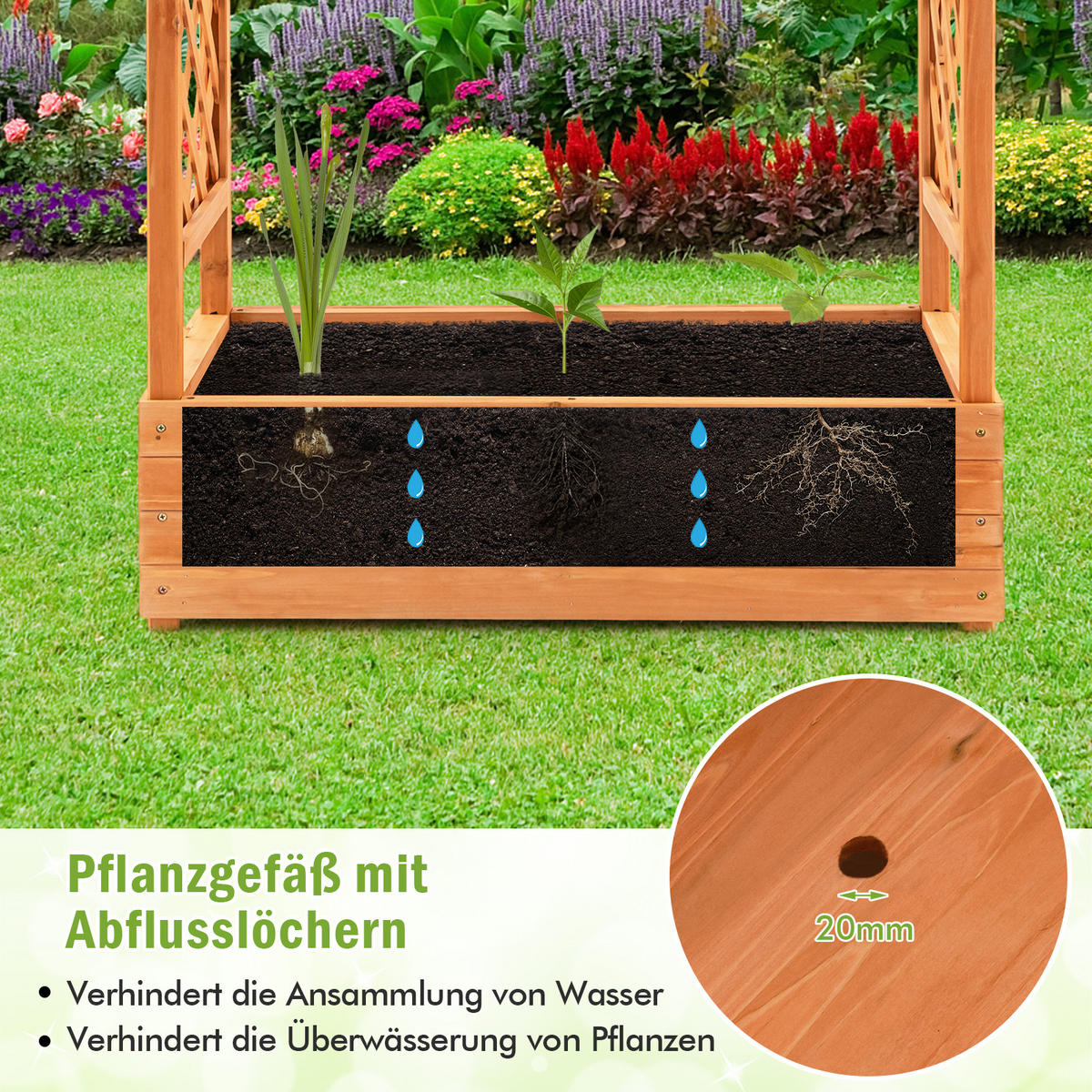 HOCHBEET mit hängendem Dach Orange - Orange, Holz (44/114/100cm) - COSTWAY