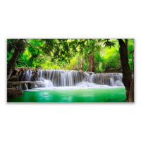 LEINWANDBILD 100x50 cm Wasserfall im Wald - Blau/Grün, Textil (100/4cm) - TULUP