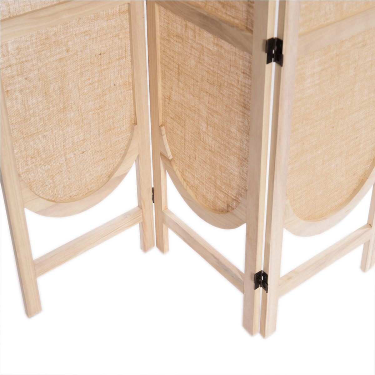 RAUMTEILER Arco 3-tlg. Leinen, Holz braun-natur - Braun, Holz (120/170/2cm) - CREEDWOOD