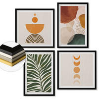 WANDBILDER 4er-Set - 50x50 cm & 40x60 cm Schwarzer Rahmen - Abstrakte Blattformen - Schwarz, Kunststoff (50/50cm) - ArtPrintCave