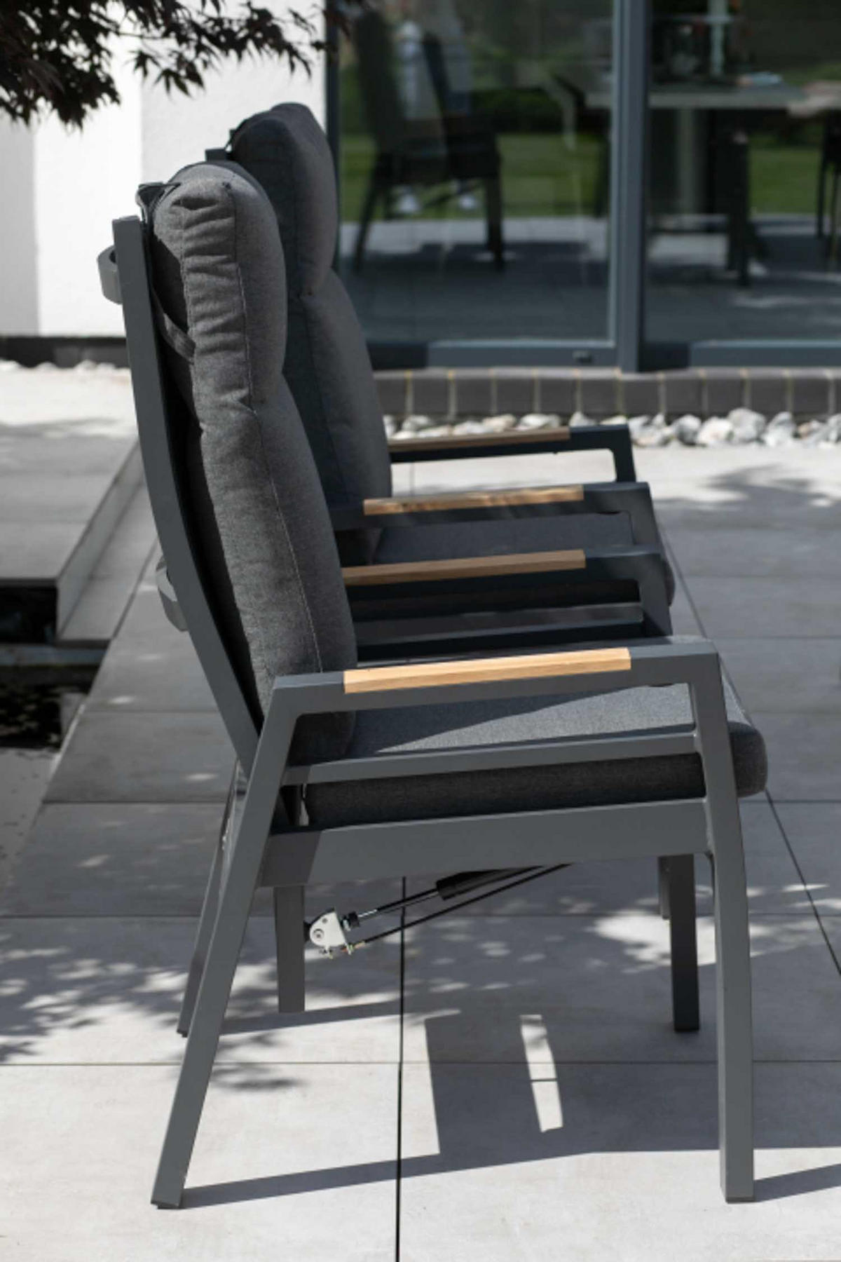 RELAXSESSEL Sevilla Alu/Textilene inkl. Kissen anthrazit - Grau, Metall (78/122/62cm) - Mr. Deko