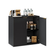 SIDEBOARD aus MDF 80x40x80 cm Schwarz mit 2 Türen und Faltenfront - Schwarz, Holzwerkstoff (80/80/40cm) - Modfu