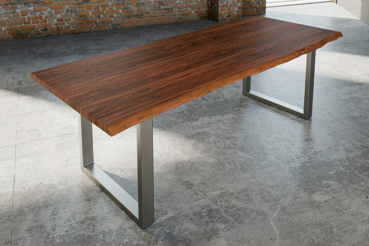 ESSTISCH LAUREN - Silberfarben/Nussbaumfarben, Holz/Metall (100/240/77cm) - SAM