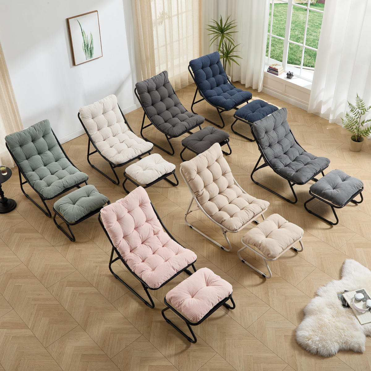 RELAXAČNÉ kreslo s taburetkou 65/78/86 cm tmavomodré s čiernym rámom na oddych z ocele - tmavomodrá, kov (78/86/65cm) - OKWISH
