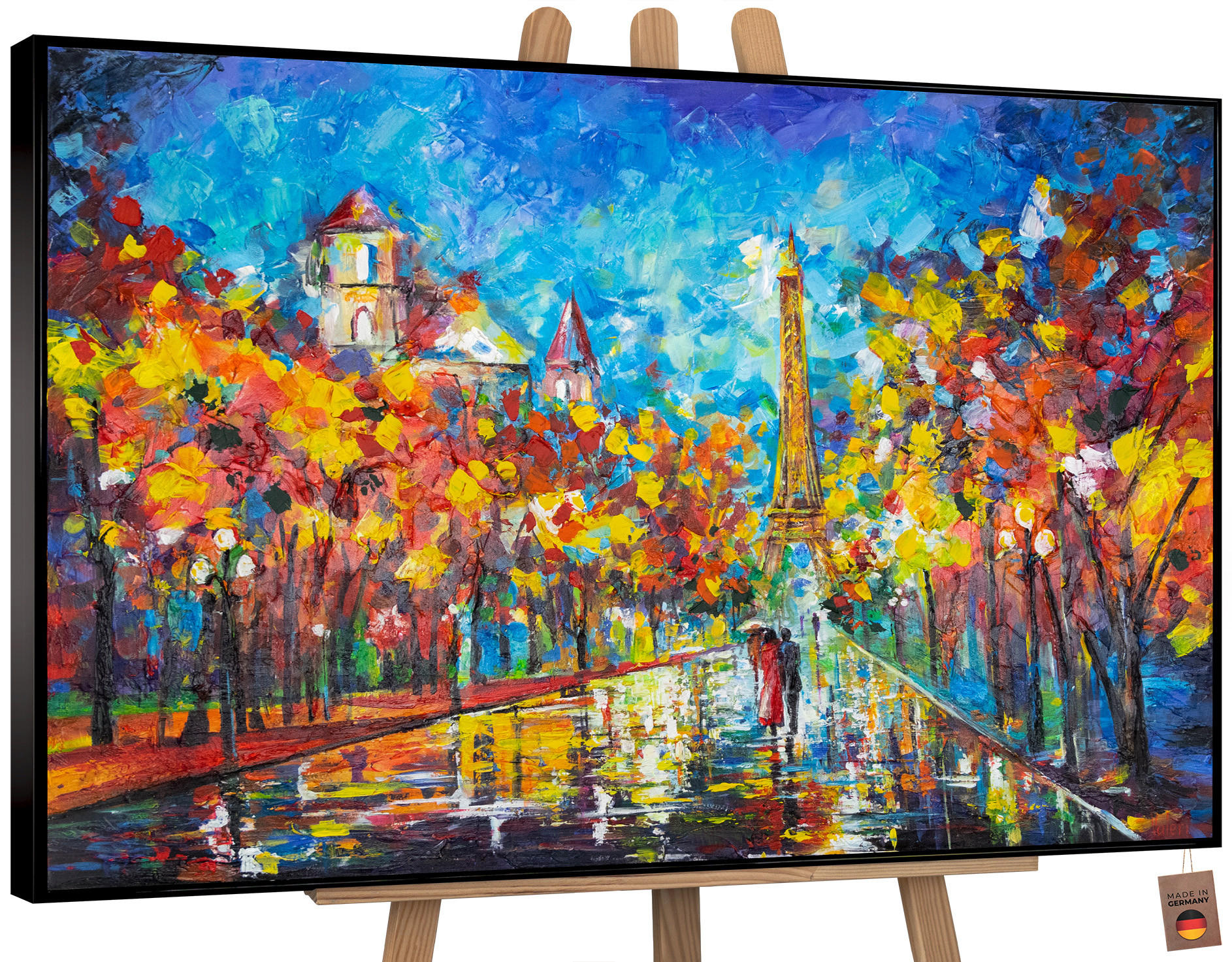 GEMÄLDE Nachts in Paris Schattenfugenrahmen Schwarz 140x100 cm - Schwarz, Holz (140/100cm) - YS-art gallery