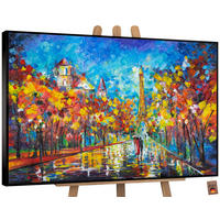 GEMÄLDE Nachts in Paris Schattenfugenrahmen Schwarz 140x100 cm - Schwarz, Holz (140/100cm) - YS-art gallery