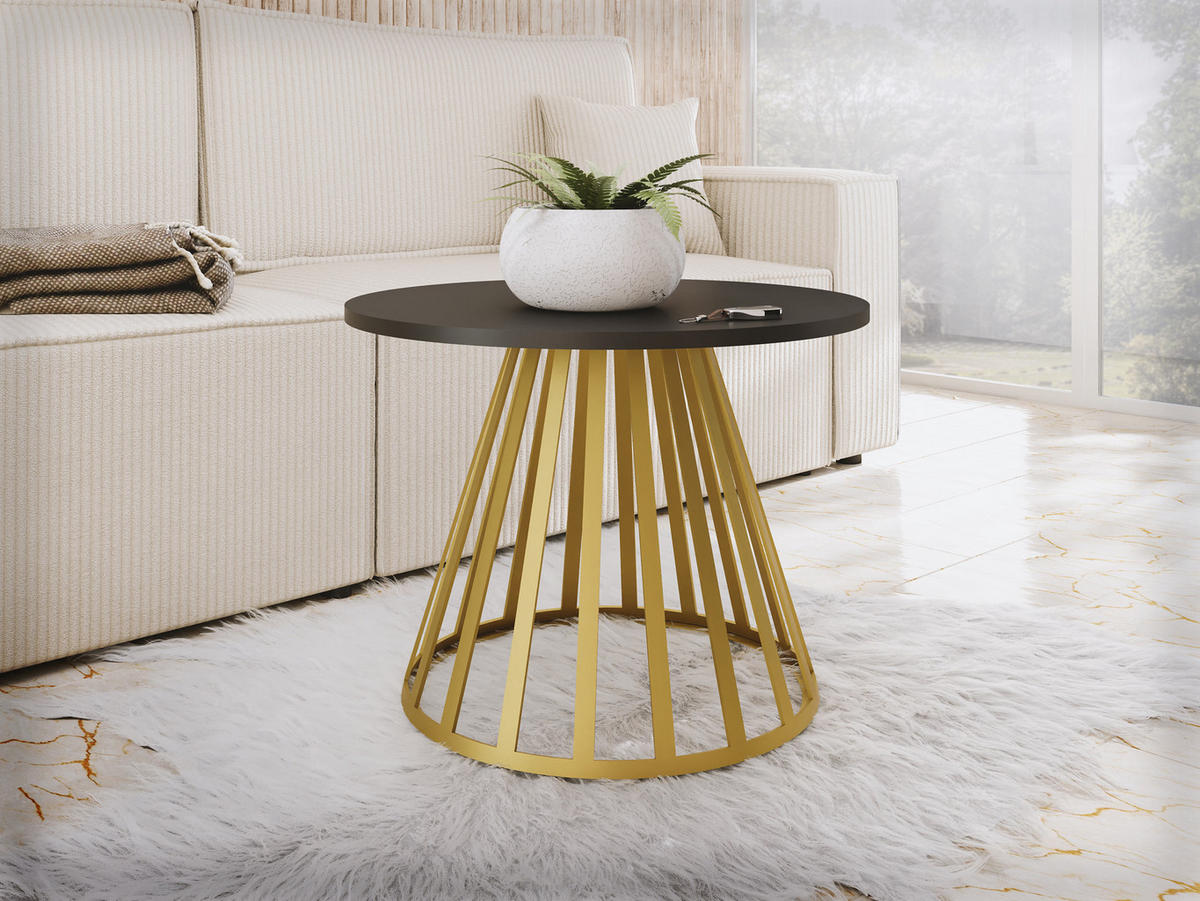 COUCHTISCH Mokod Mini - Goldfarben/Schwarz, Holzwerkstoff/Metall (58/58/45cm) - MIRJAN24