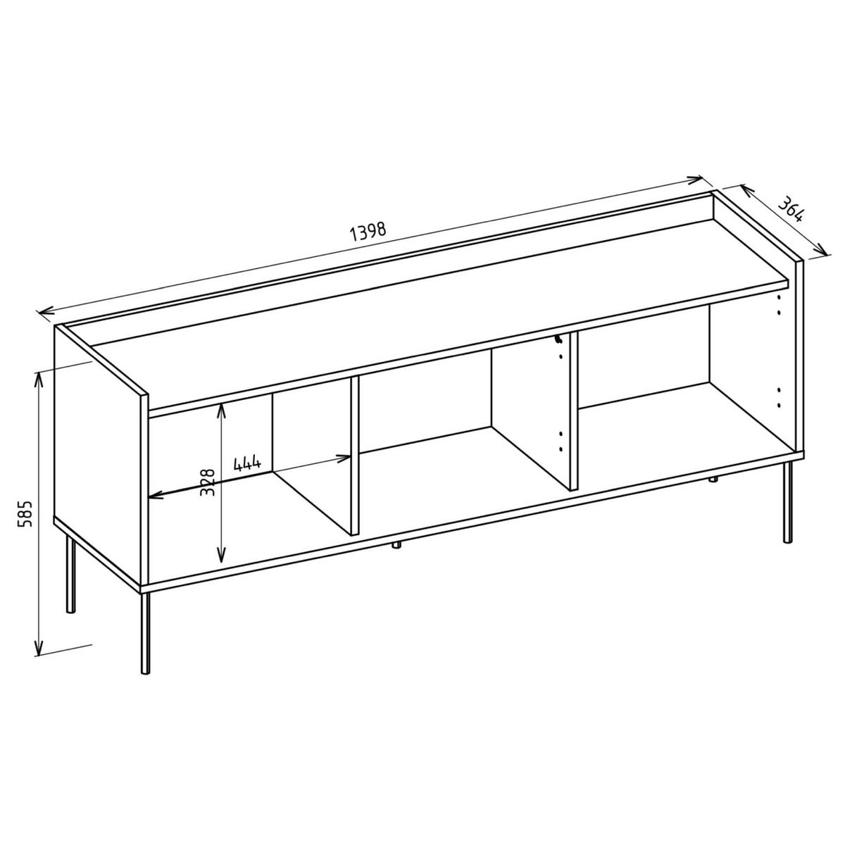 TV-SCHRANK Tovi Schwarz / Holzoptik Nussbaum 140 cm - Schwarz, Holzwerkstoff/Metall (139.8/58.5/36.4cm) - Selsey