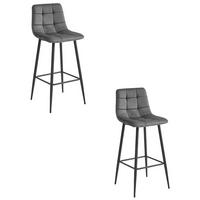 BARHOCKER 2-er Set TEOTO dunkelgrauer Sitz, schwarze Basis - Dunkelgrau/Schwarz, Metall (43.5/104/32.5cm) - Valora