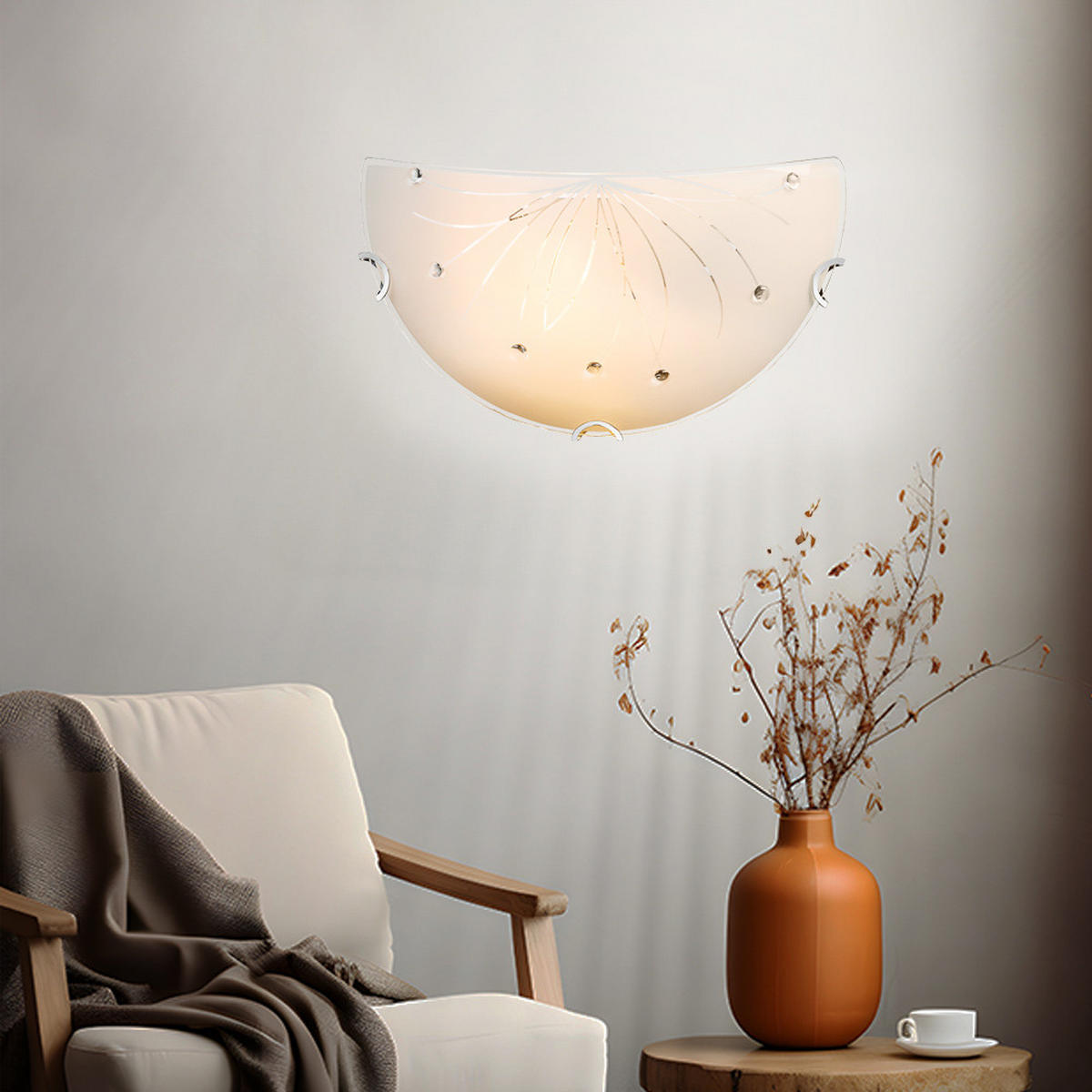 WANDLEUCHTE CALIMERO I Weiß satiniert - Weiß, Glas (30/16/6.5cm)