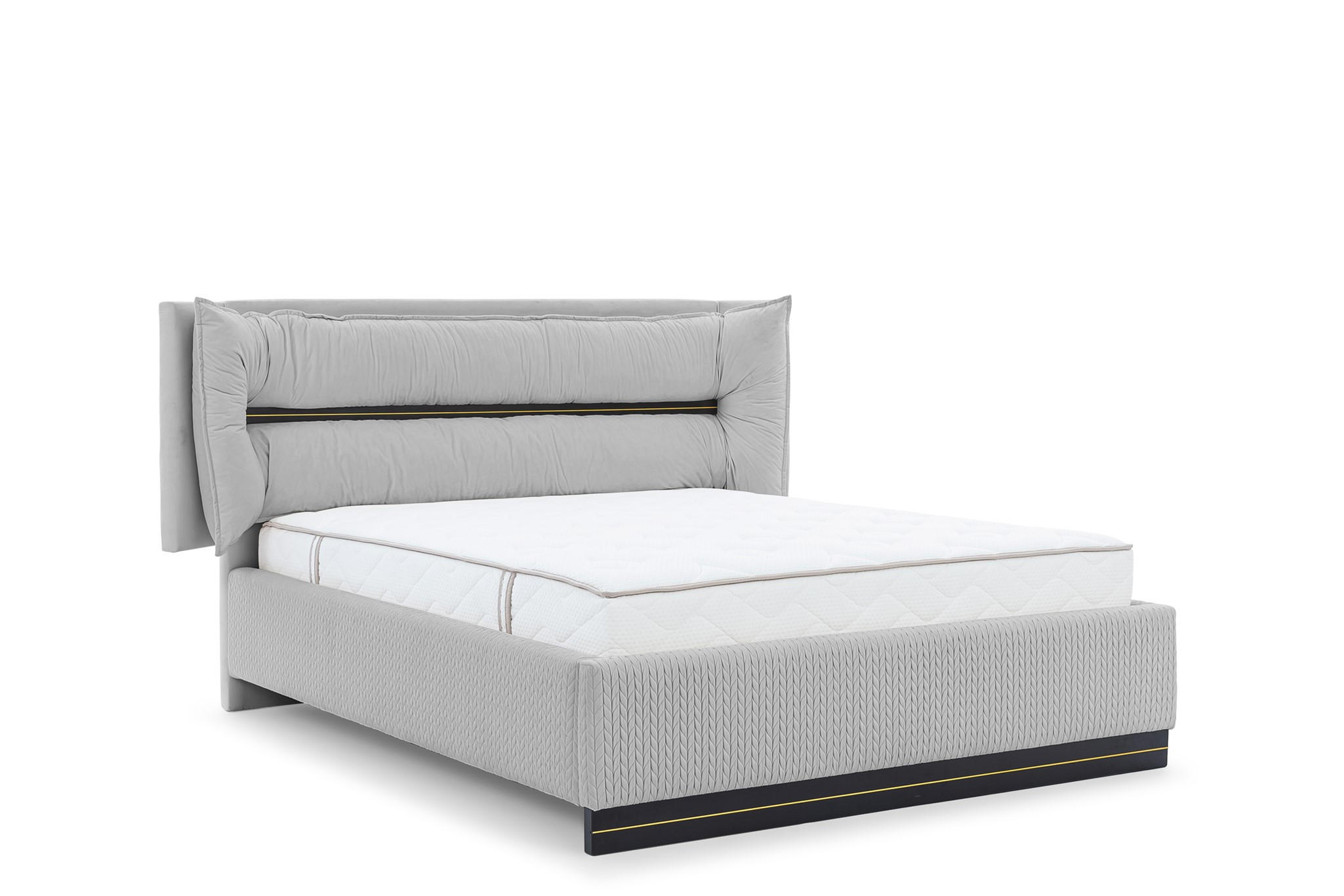 POLSTERBETT Hamilton Magic Velvet Set.1 - Hellgrau, Holzwerkstoff/Textil (120/200cm) - Fun Möbel