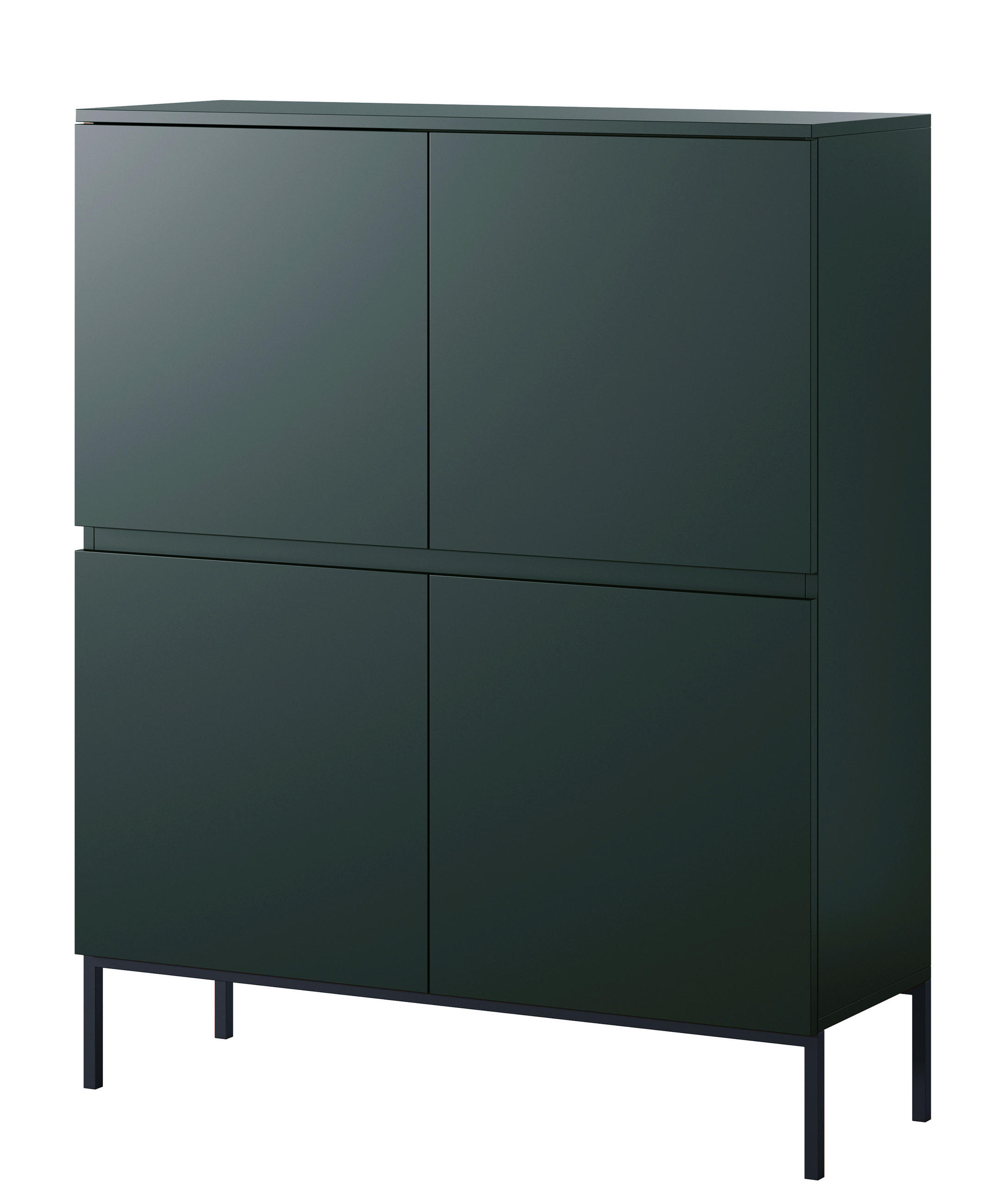 HIGHBOARD Bemmi Dunkelgrün mit Metallbeinen 100 cm - Dunkelgrün/Schwarz, Holzwerkstoff/Metall (100/122/35cm) - Selsey