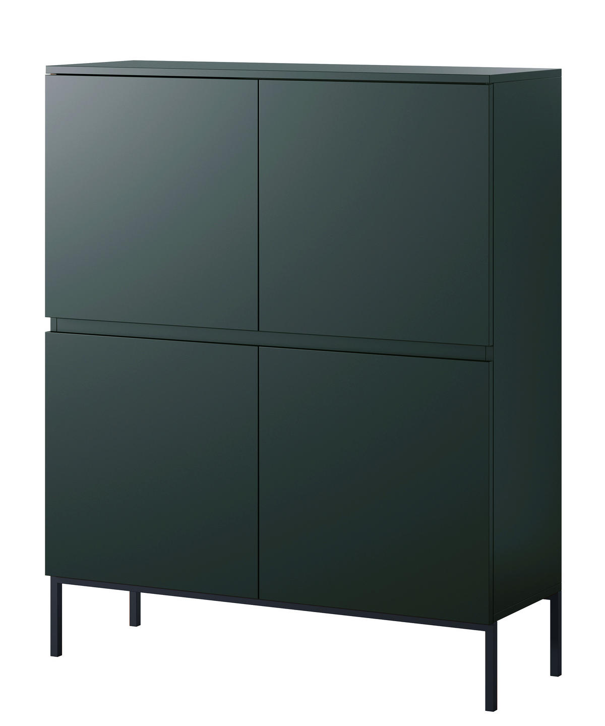 HIGHBOARD Bemmi Dunkelgrün mit Metallbeinen 100 cm - Dunkelgrün/Schwarz, Holzwerkstoff/Metall (100/122/35cm) - Selsey