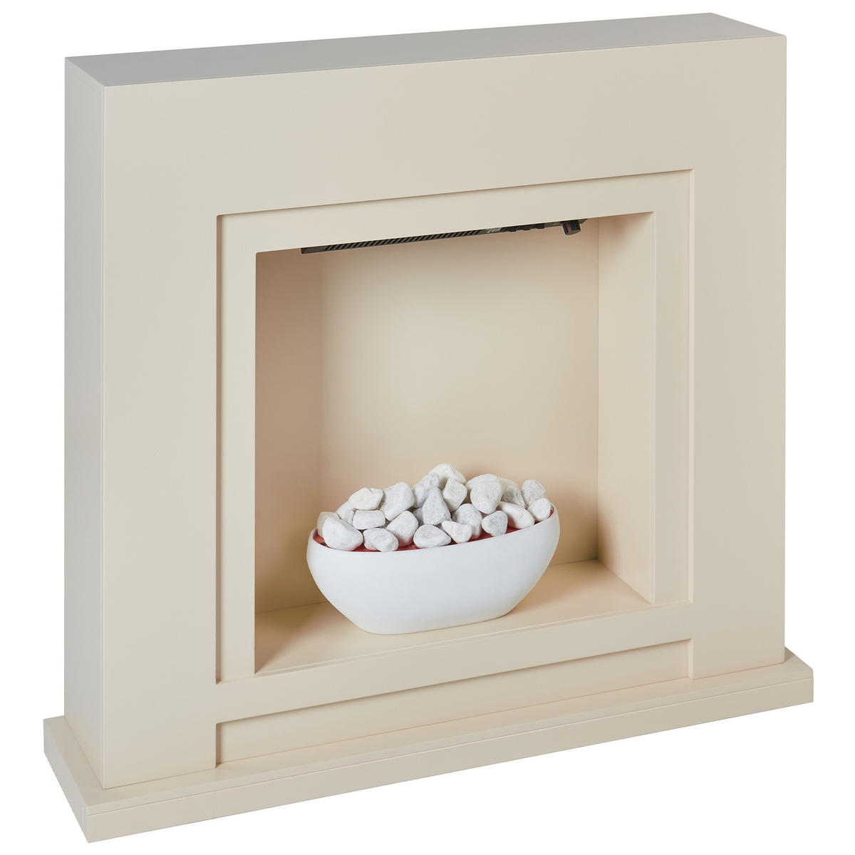 ELEKTROKAMIN Beige Sahara - Beige/Weiß, Holzwerkstoff (90/80/21cm) - Beliani