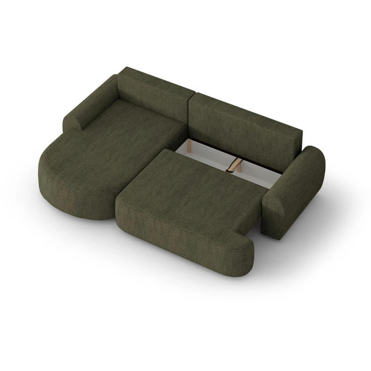ECKSCHLAFSOFA Olivio L Olivgrün - Schwarz/Olivgrün, Kunststoff/Textil (266/170cm) - Beautysofa