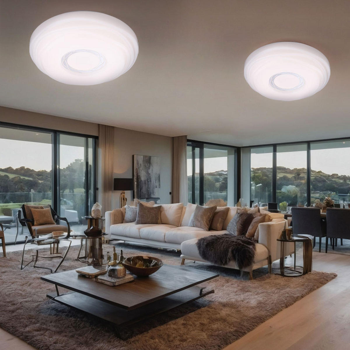 LED DECKENLEUCHTE Metall Weiß MALIK - Weiß, Metall (34/34/9cm) - Globo Lighting