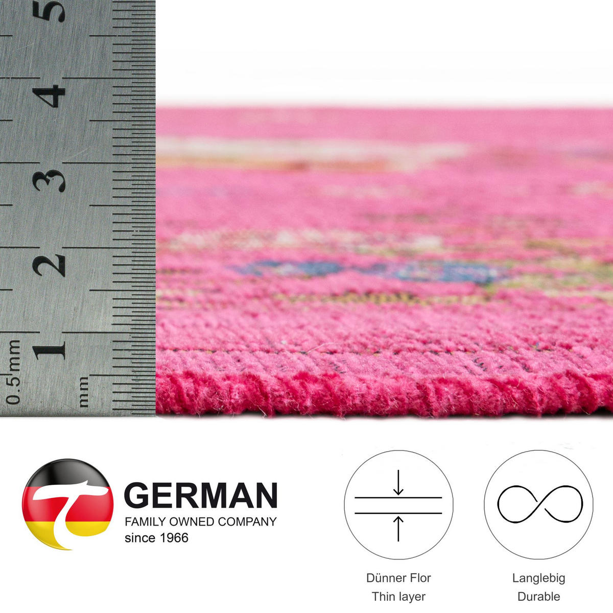 FLACHWEBTEPPICH Flomi Florence 80x150 cm - Pink, Textil (80/150cm) - THEKO
