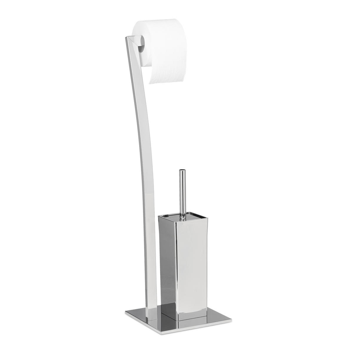 WC Garnitur - Silberfarben, Metall (20/71/20cm) - Relaxdays