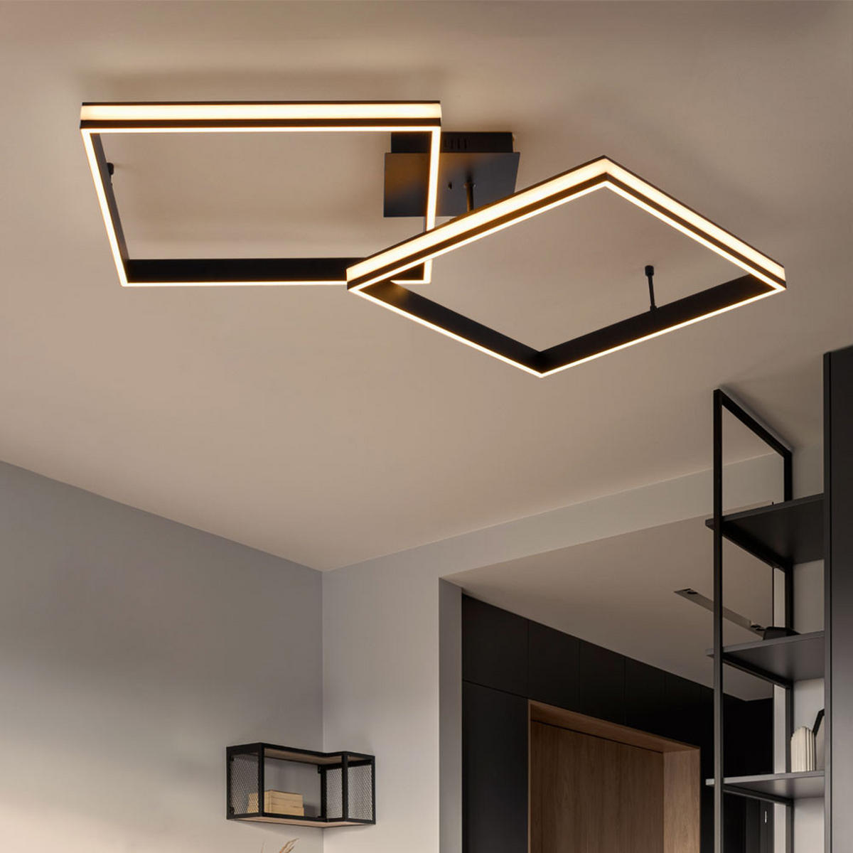 LED DECKENLEUCHTE Metall Schwarz - Schwarz, Metall (104.8/80/13.5cm)