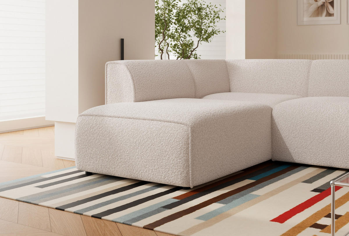 ECKSOFA ZAVO Feiner Mischstoff in Creme - Creme, Holzwerkstoff/Kunststoff (310/218cm) - Idohome