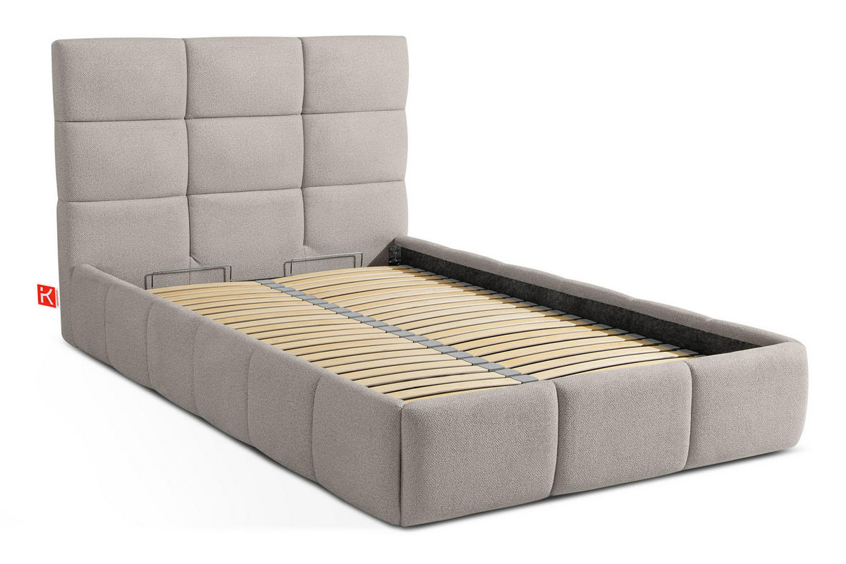 POLSTERBETT ALTOS Einzelbett, Bouclé, hellgrau - Hellgrau, Holz/Holzwerkstoff (120/200cm) - KONSIMO®