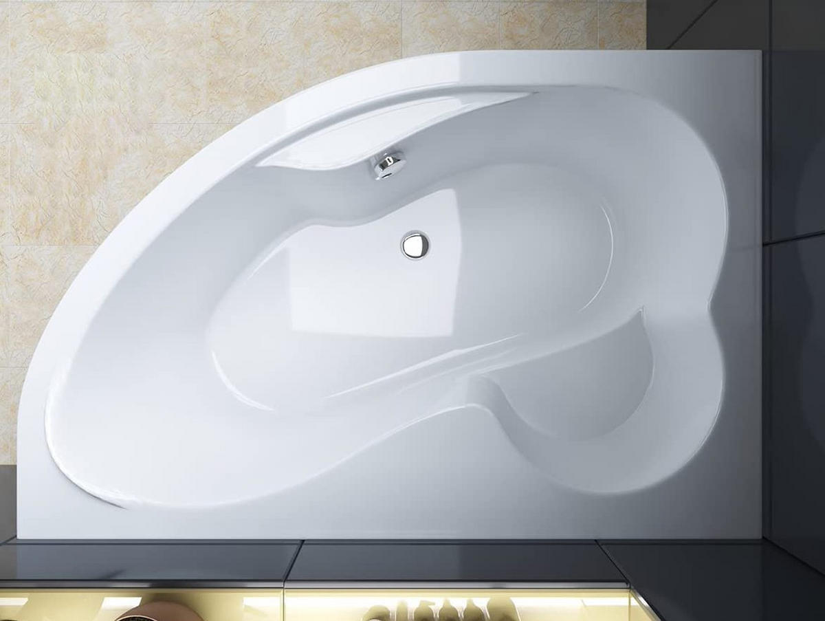 BADEWANNE Eckwanne MEGA 160/105 Links mit Styro Ablauf Füße - Weiß, Kunststoff (105/60/160cm) - bad land