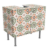 WASCHBECKENUNTERSCHRANK Marokkanische Fliesen Grün und Apricot 60/55/35 cm - Orange, Holzwerkstoff (60/55/35cm) - Bilderwelten