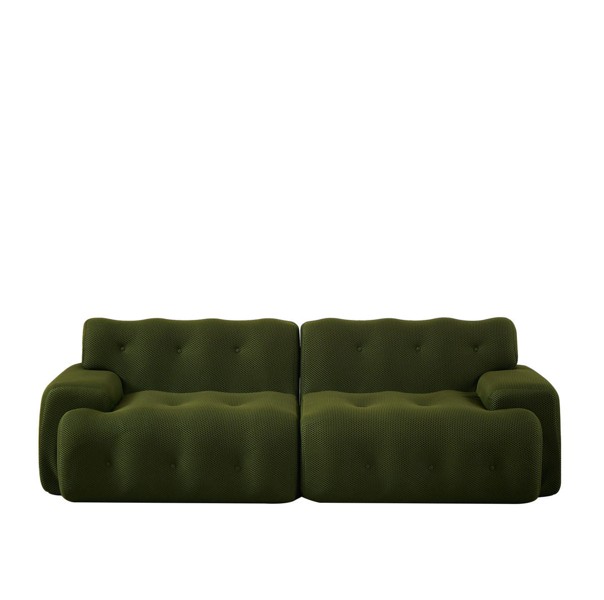 POHOVKA 224/104/66 cm zelená z tkaniny bez montáže s širokými područkami - zelená barva, textil (104/66/224cm) - OKWISH
