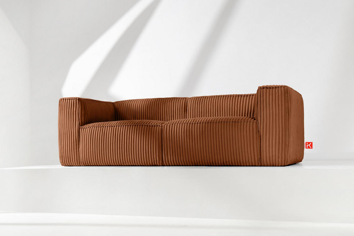 3-SITZER-SOFA FEROX Modern, Cord-Stoff, rot - Rot, Textil (246/73/96cm) - KONSIMO®