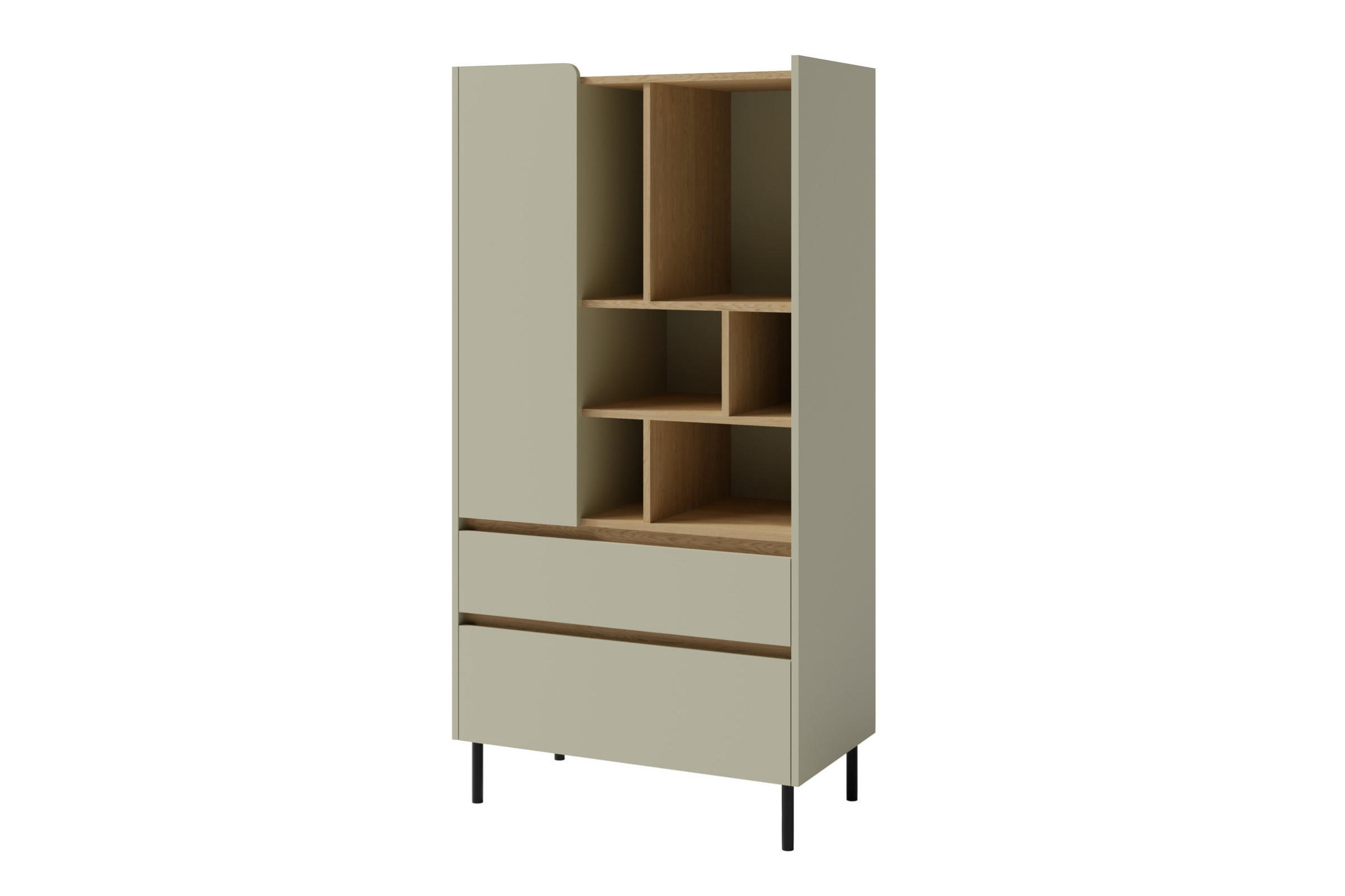 KINDERHOCHKOMMODE LIBU 06 80/40/165 in Eukalyptus / Baltic Düne Eiche - Alteiche/Eukalyptusholzfarben, Holzwerkstoff (80/165/40cm) - Deine Möbel 24