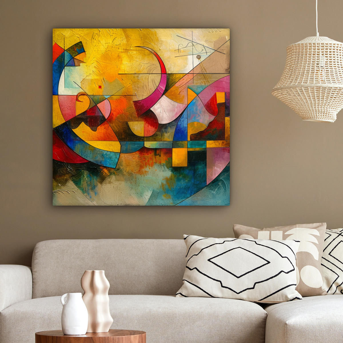 LEINWANDBILD Kunst - Abstrakt - Modern 90x90 cm - Gelb, Textil (90/90cm) - MuchoWow