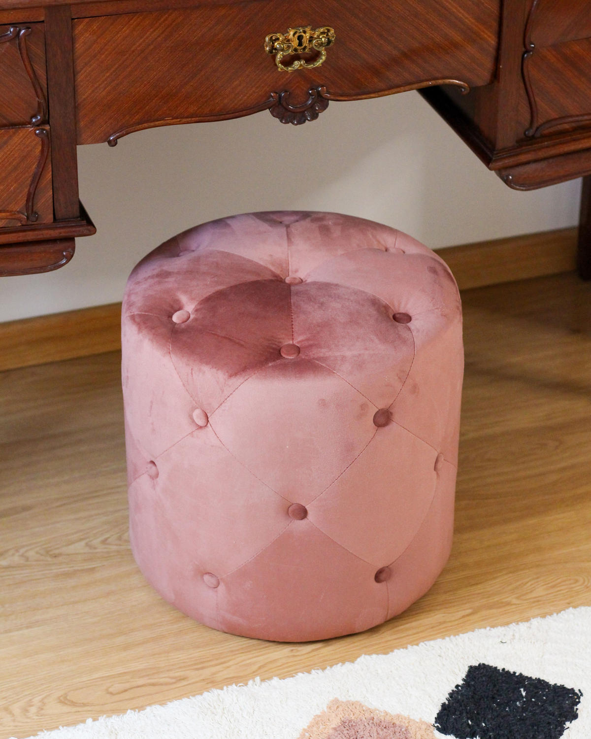 POUF Corolla 40/40/40 cm - Pink, Textil (40/40/40cm) - Beliani