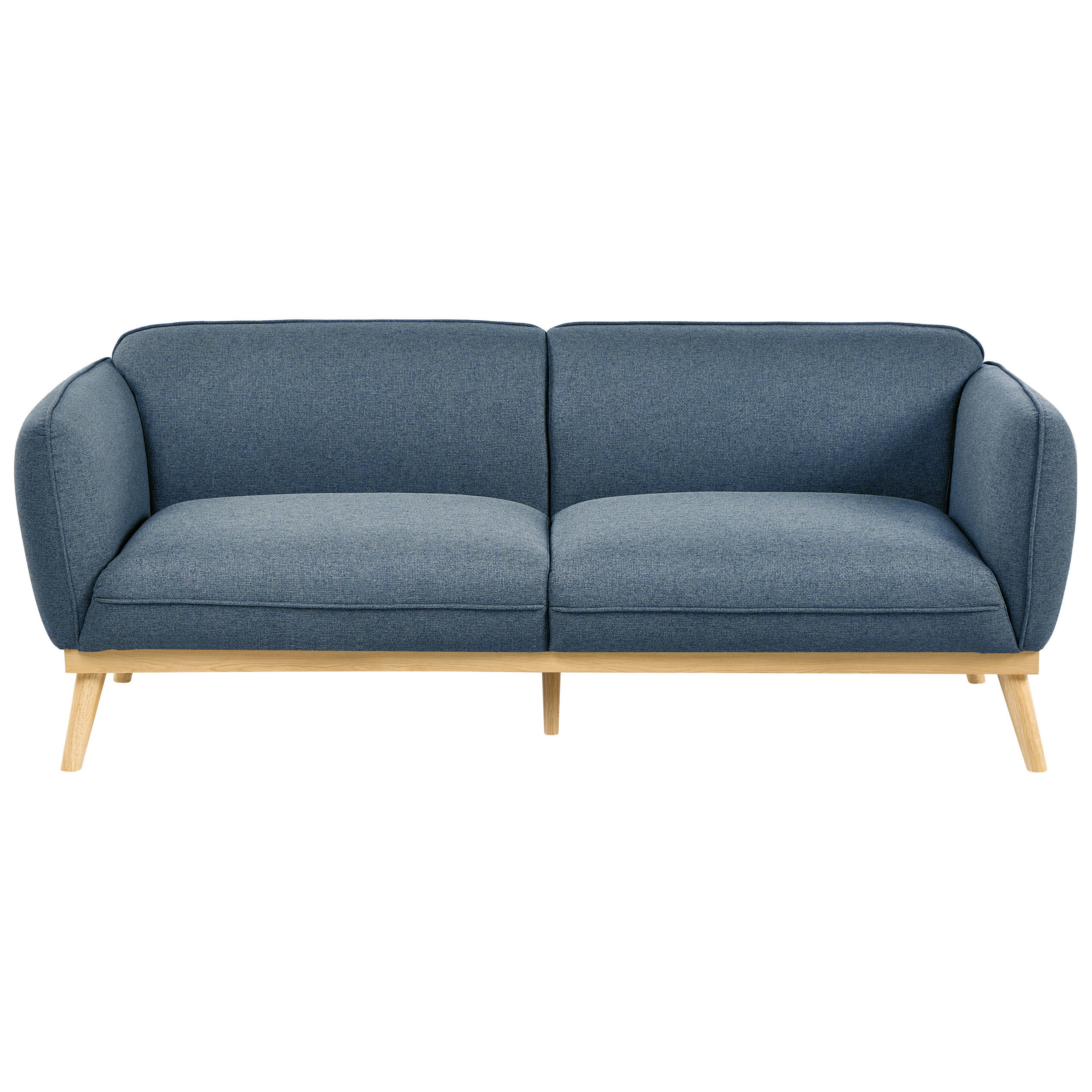 3-SITZER-SOFA Stoff Blau Ljung - Hellbraun, Textil (210/82/82cm) - Beliani