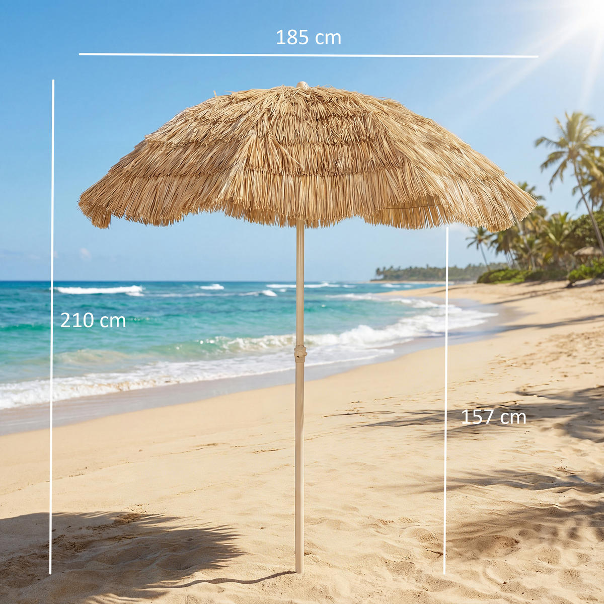 STRANDSCHIRM Kaki Ø 185 cm - Taupe, Metall (185/185cm) - PANGIVO